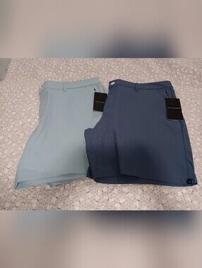 7 Diamonds Men's Flat Front Shorts in Light Blue & Navy NWT